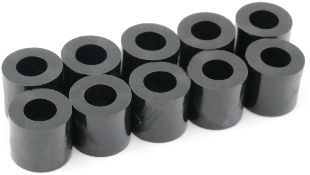 10 x Afstandshulzen Sluitringen L 8 mm - Buitendiameter 10 mm - HD-polyethyleen