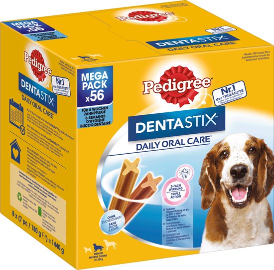 Pedigree DentaStix Daily Oral Care mega pack met 56 sticks voor middelgrote honden