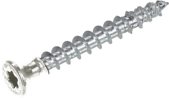 Vis Dynaplus avec entraînement TX-20 et tête plate, couleur argent.