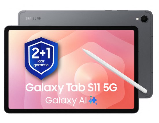 Samsung Galaxy Tab S11 5G 256GB Grijs – 11″ Display, 3nm AI-processor, S Pen, Waterbestendig, Extra Garantie