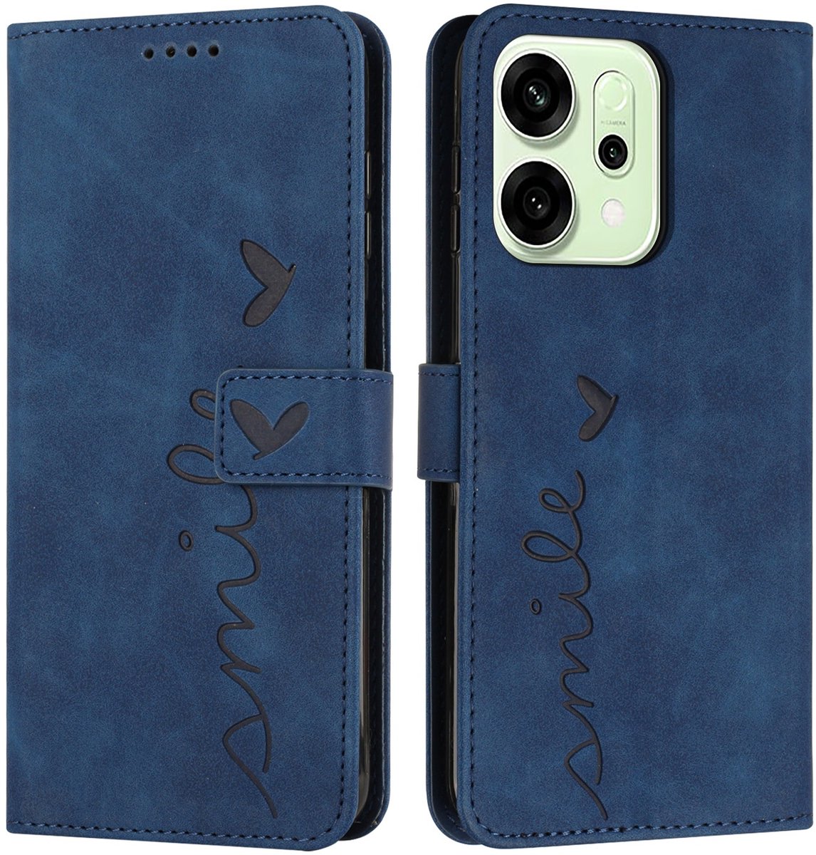 Coverup Hoesje - Geschikt voor OPPO Reno14 / F / FS Hoesje - Coverup Smile Book Case - Blauw