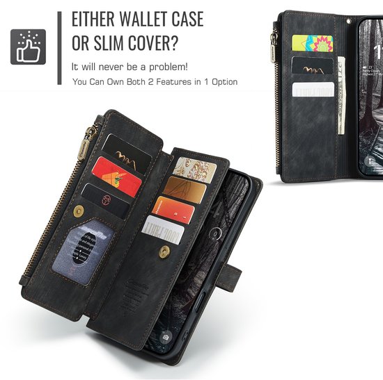 Étui CaseMe - Compatible avec iPhone 17 Pro Max - Étui portefeuille CaseMe C30 - Zwart