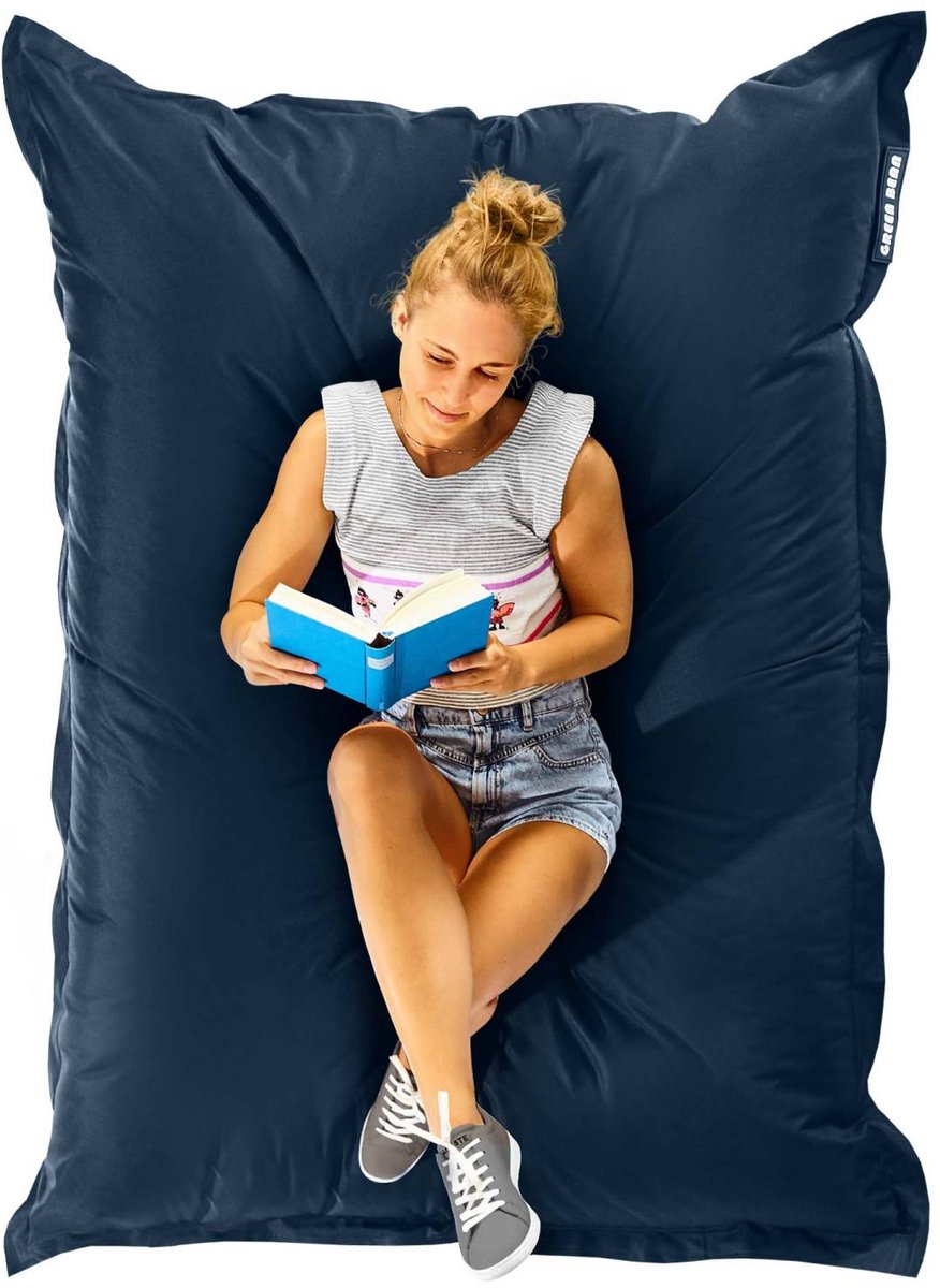 Green Bean® Zitzak "Square" 120x160cm met 270 liter EPS-korrels - Grote zitzak voor kinderen en volwassenen - Donkerblauw