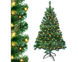NAIZY Kunstkerstboom met verlichting 180 cm PVC Dennenboom Kerstboom Kunstboom met standaard Nepkerstbomen Kerstdecoratie, Groen