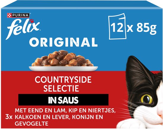 Felix Original in Saus - Kattenvoer Natvoer - Gevogelte Selectie - 48 x 85 g