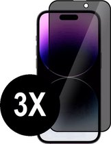 Screenz® - PRIVACY Screenprotector geschikt voor iPhone 17 Pro - Tempered glass Screen protector geschikt voor iPhone 17 Pro - Privacy Beschermglas - Privé Glasplaatje - 3 stuks