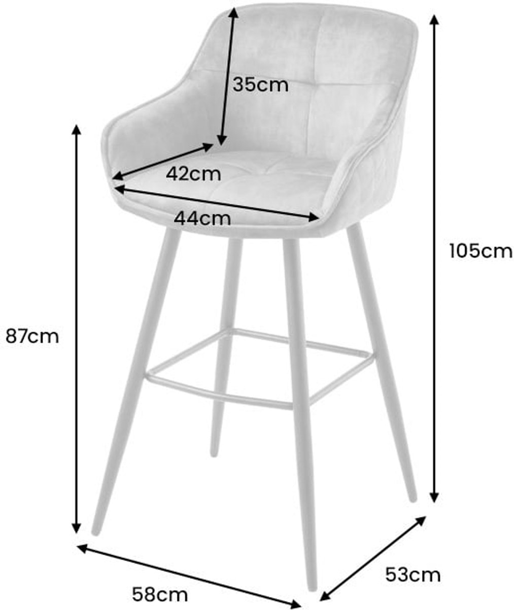 Design barkruk EUPHORIA petrol fluweel zwart metalen poten barstoel met rugleuning - 43691
