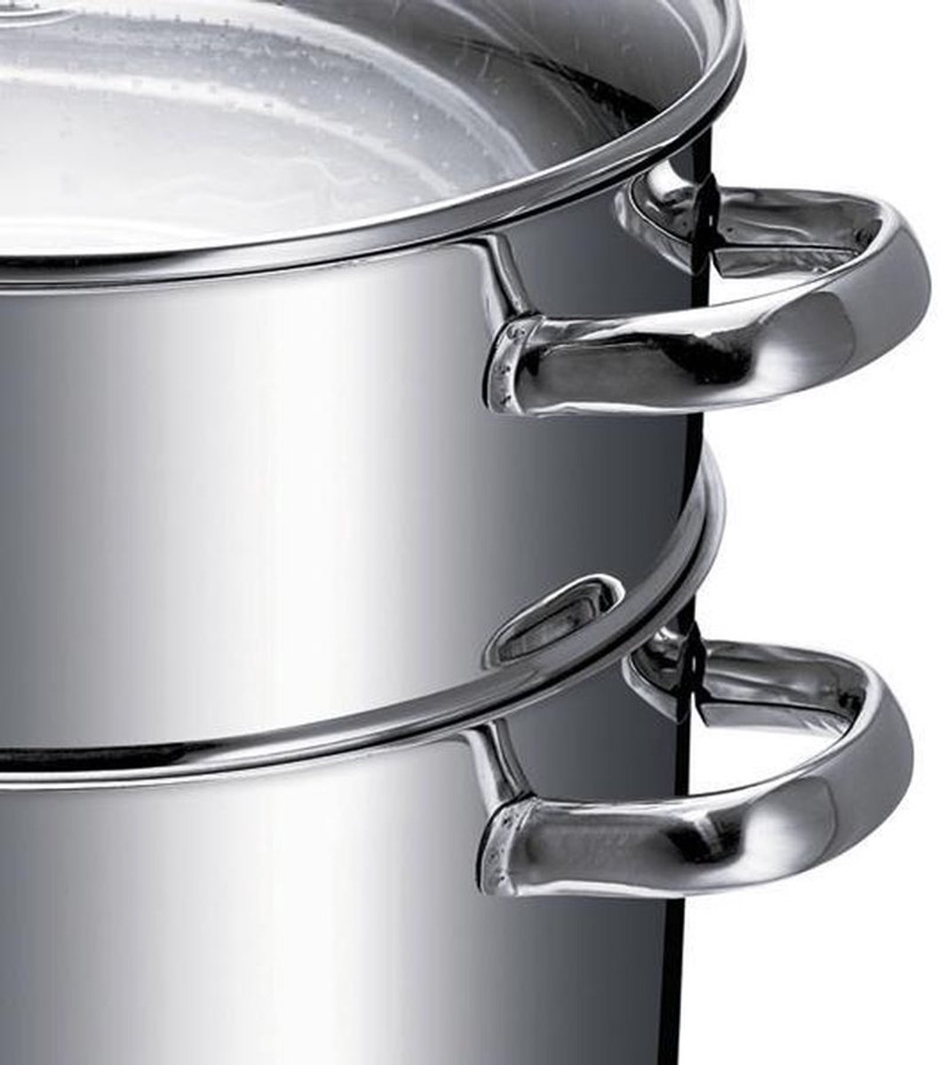 Kamberg - Couscous-Pan/Stoompan 3 In 1 Diameter 30 Cm 15 Liter Hoogwaardig Roestvrij Staal Voor Alle Warmtebronnen Inclusief Inductie Coating Type Steen Zonder Pfoa, Zwart