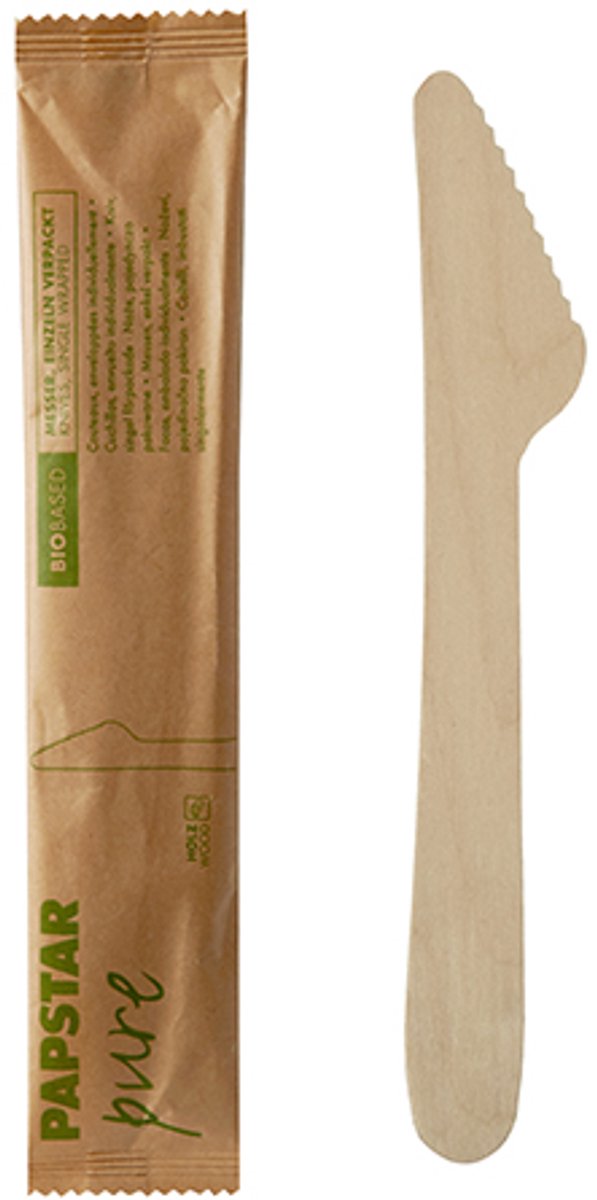 50 Messen, hout pure 16,5 cm per stuk verpakt in papieren sleeve