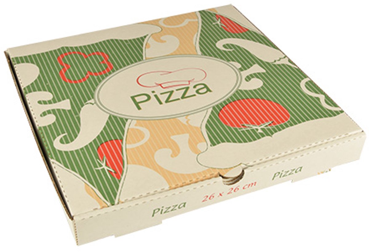 Image of 100 Pizzadozen, Cellulose pure hoekig 26 cm x 26 cm x 3 cm