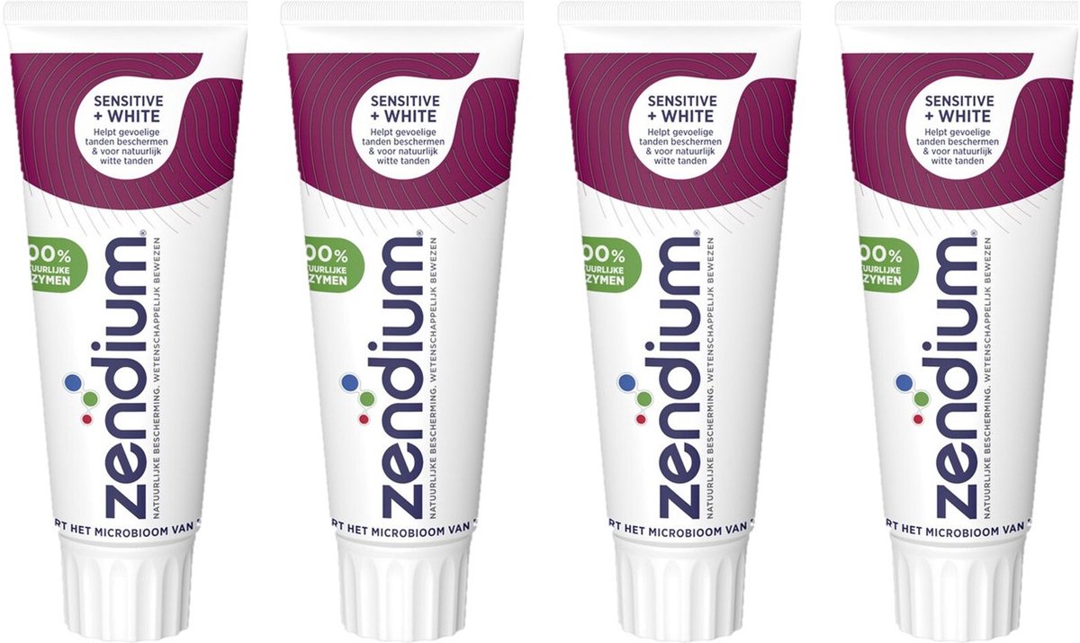 Zendium Tandpasta - Sensitive+White - met 100% natuurlijke enzymen - 4 x 75 ml
