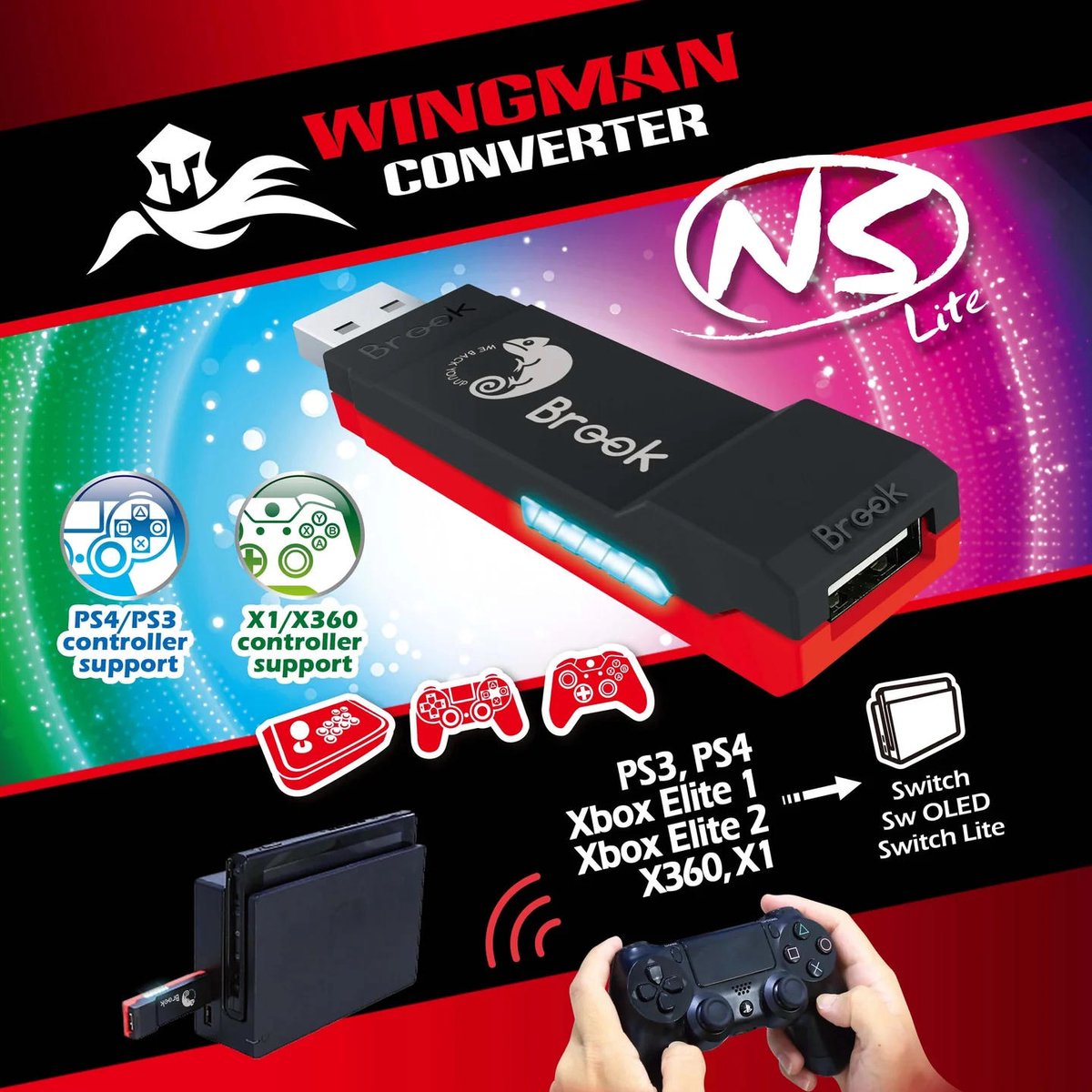 Brook Wingman NS Lite Multi-Console Controllers naar Switch/PC Converter thumbnail 3