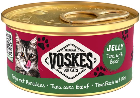 Voskes Kattenvoer Nat Gelei Tonijn & Rundvlees - 24 x 85 gr - Voordeelverpakking