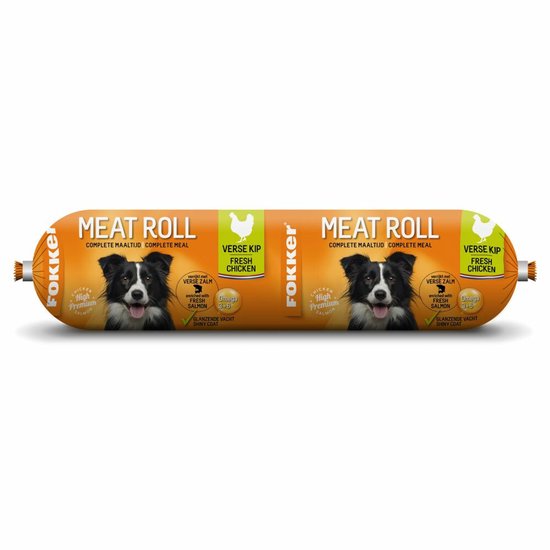Fokker Meat Roll Hondenvoer Nat Kip - Zalm - 14 x 350 gr - Voordeelverpakking