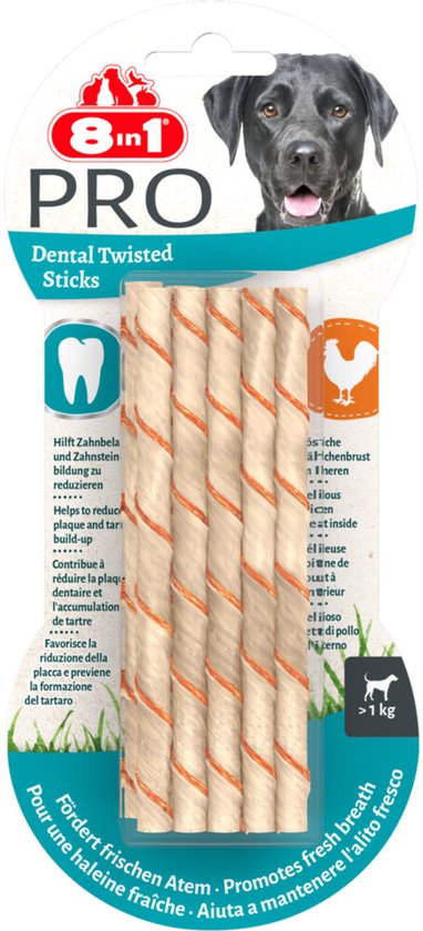 8in1 Delights Pro Dental Twist Sticks Kip - 6 x 10 stuks - Voordeelverpakking
