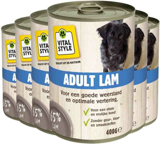 Vitalstyle Hondenvoer Bik Lam - 6 x 400 gr - Voordeelverpakking