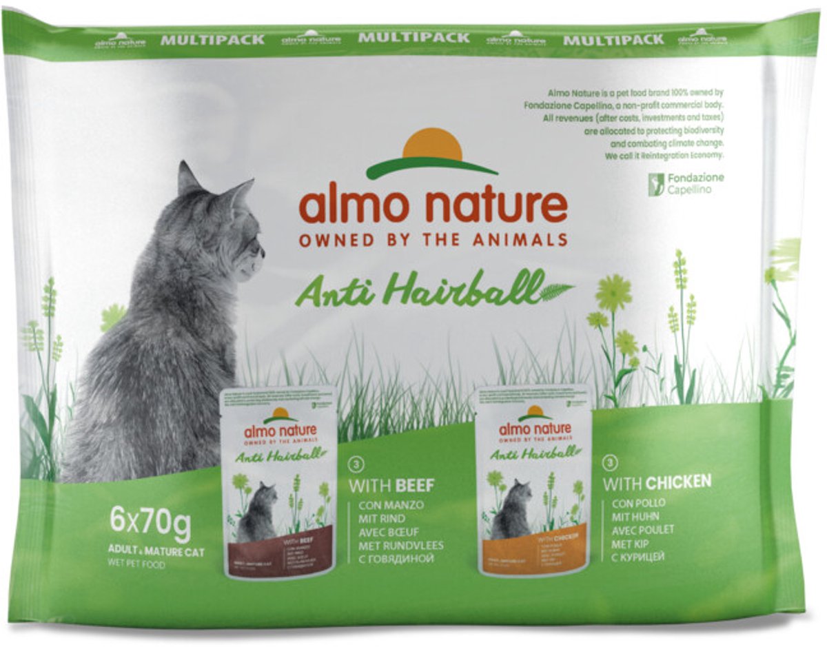 6x70g Anti Hairball Kip & Rund Almo Nature Holistic Kattenvoer