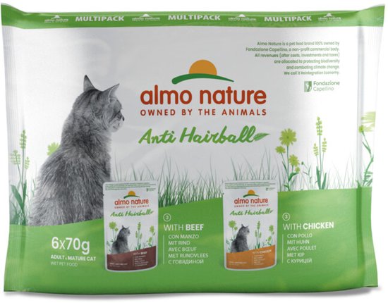 Almo Nature Holistic Cat Pouch Anti-Haarbal Kabeljauw & Kip - 6 x 70 gr