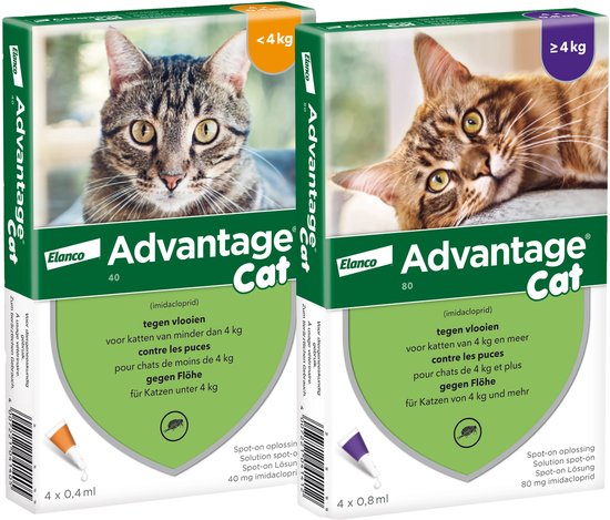 Advantage 40 Vlooiendruppels Kat tot 4 kg - 4 Pipetten