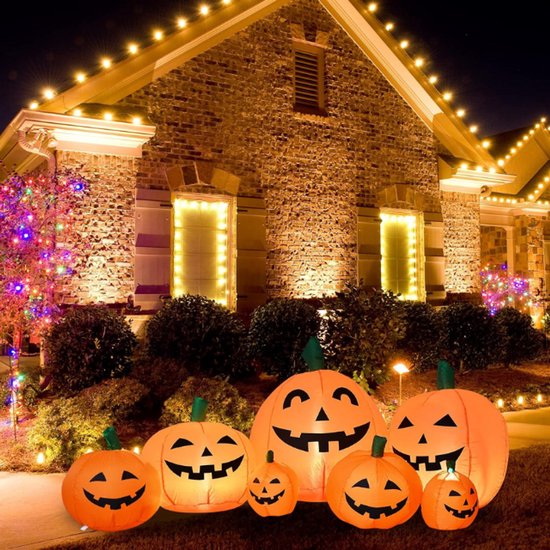 Pompoen Spook Familie Voor Tuinfeest Gigantische Opblaasbare Halloween- pompoen & Spokenfamilie – 2,3 Meter, Met LED-lampjes Voor In De Tuin Grote Pompoen Halloween Buiten