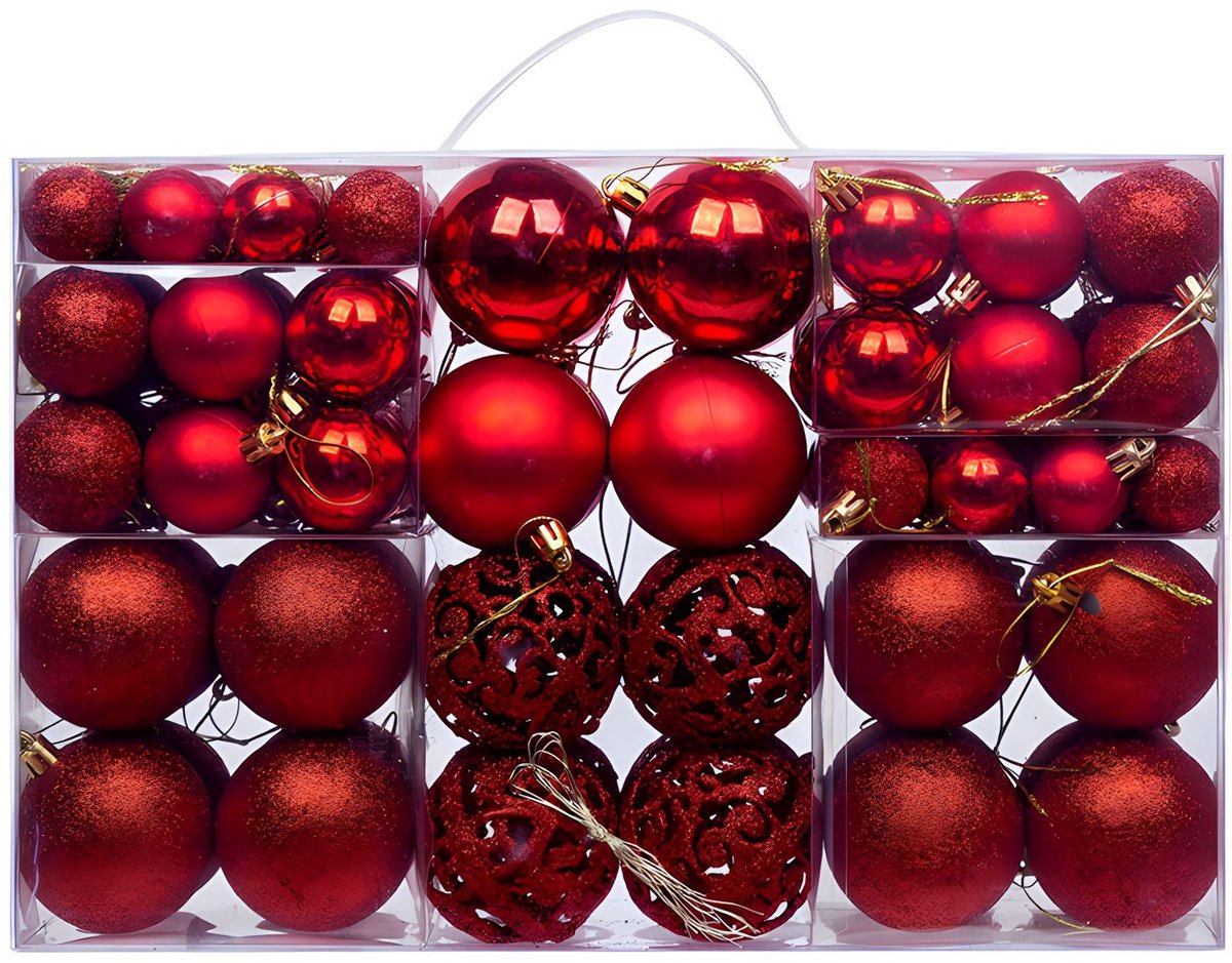 Christmas Kerstballen - Kunststof - 100 Stuks - 3/4/6 cm - Rood