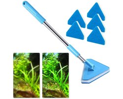Aquarium schoonmaak borstel - 55-95cm Verstelbaar - Met 5 borstelkoppen - Aquariumborstel - Aquarium ramen reinigen - Aquarium cleaner - Glaswand Reiniger - Schoonmaaktool - Algenverwijderaar - Glasreiniger - Simpel en effectief schoon maken
