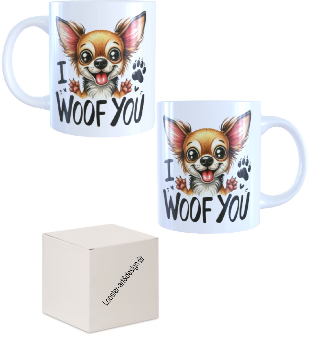 Koffie beker - thee mok spreuk I woof you - afbeelding