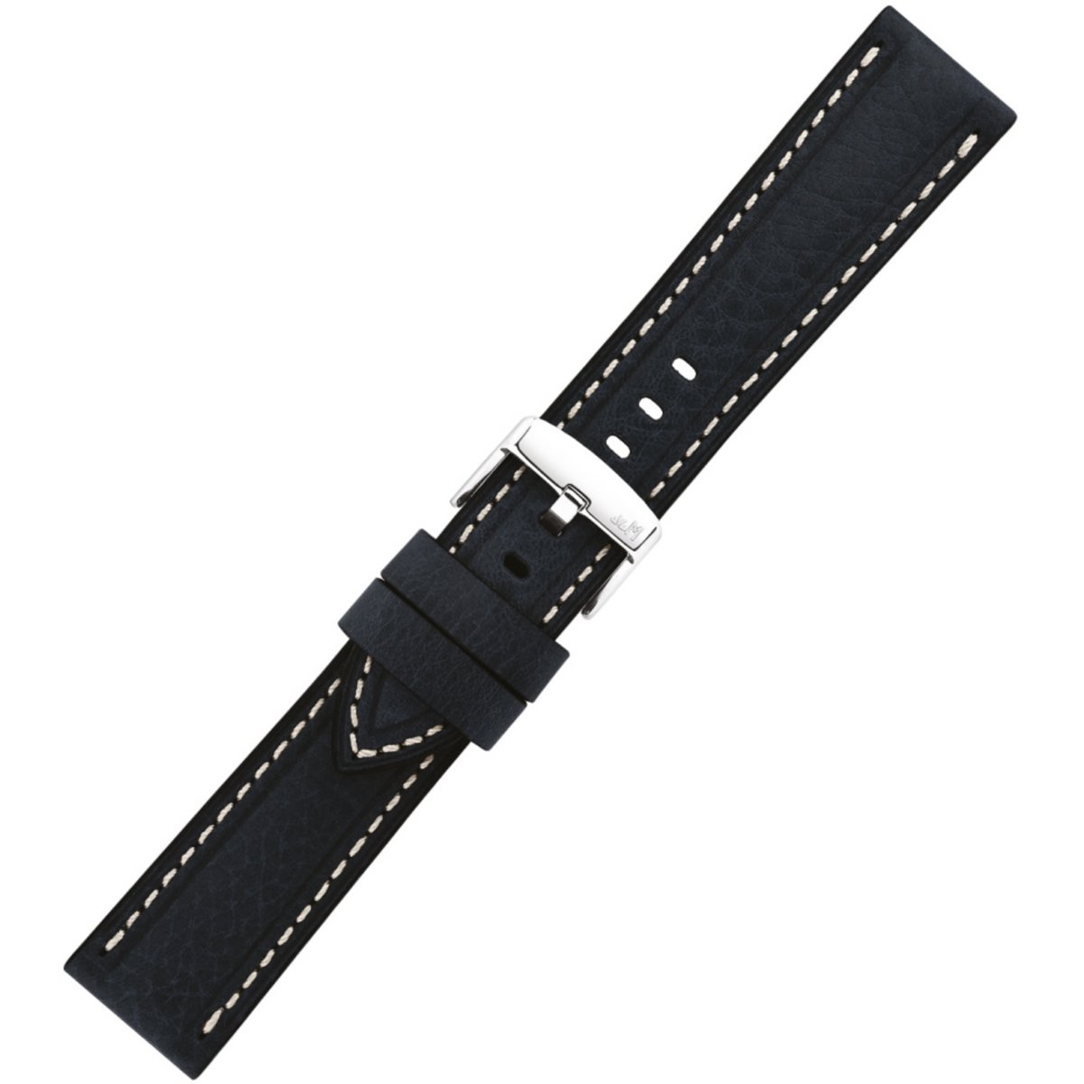 Morellato Horlogeband Leer Blauw 22mm - Zilverkleurige Gesp