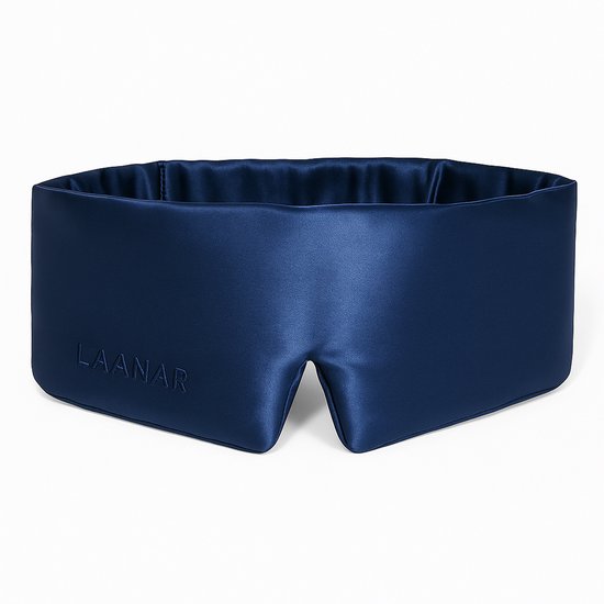 LAANAR® Zijden Slaapmasker - 6A Moerbei Zijde (Mulberry Silk, 16 Momme) - Premium Verduisterend Eye Mask - Voor Vrouwen & Mannen - Tegen Wallen & Rimpels - Blauw