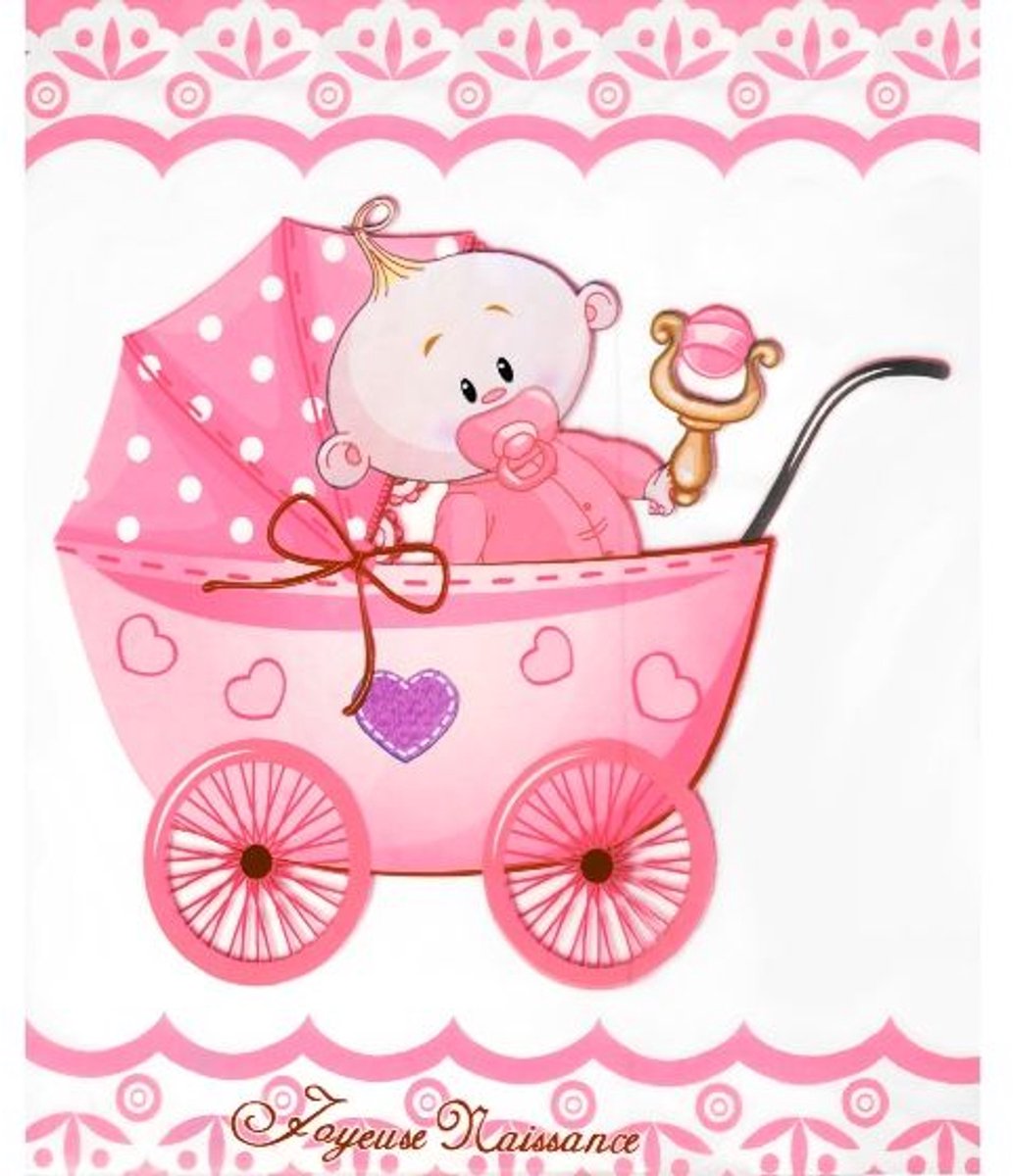 Tafelkleed Babywagen Roze 108x180 cm - meisje / baby shower
