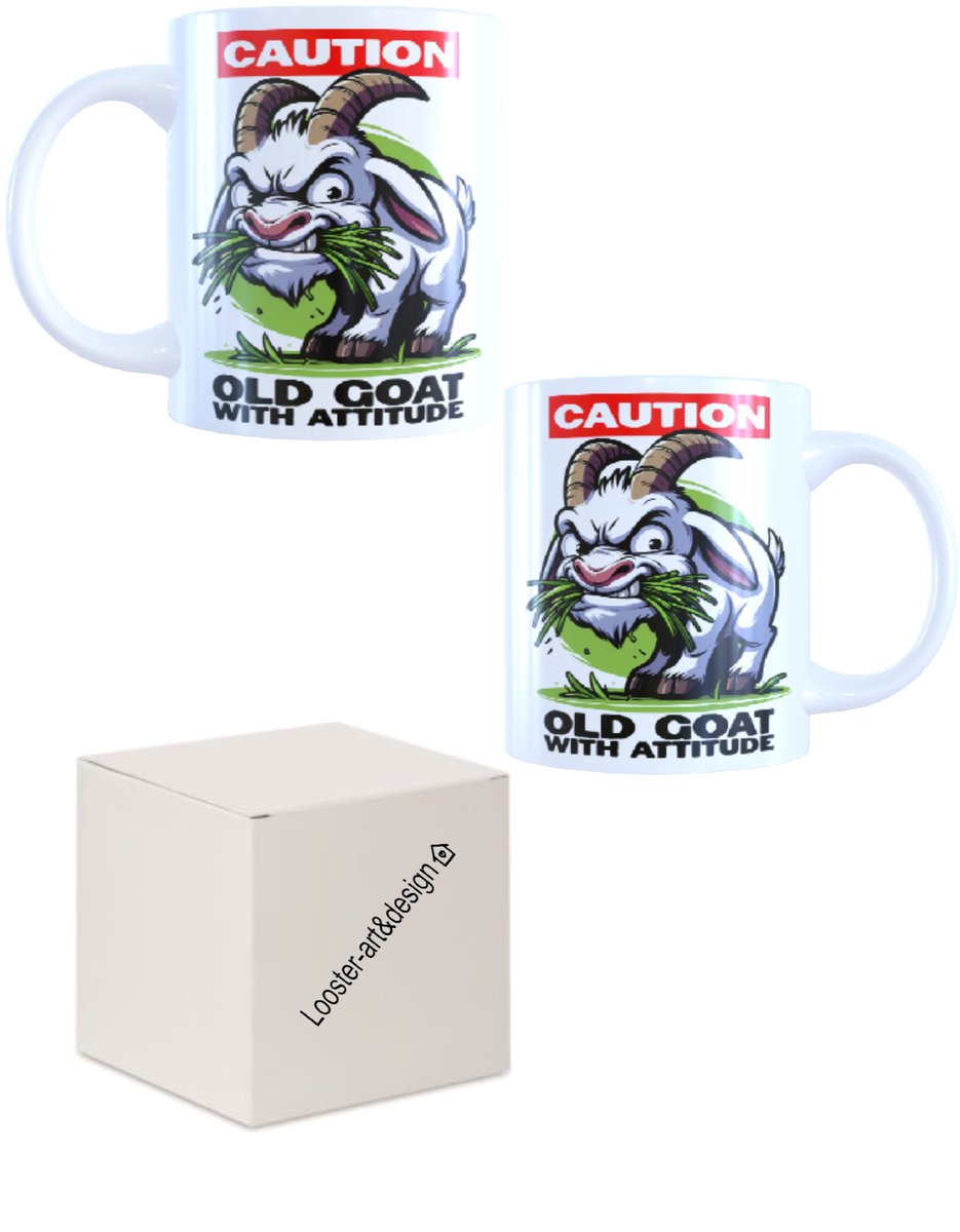 Koffie beker - thee mok spreuk old goat - oude geit - afbeelding