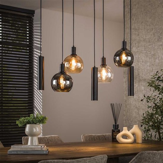 Collection Hoyz - Suspension Sfera Tricolore 4+3 lumières - Zwart Artic