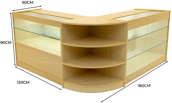 Europa LED Winkel Toonbank Set B1200, C1200, TB60 & LM60 - Wit