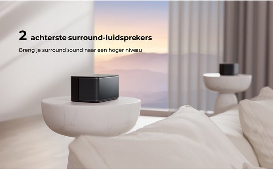 ULTIMEA 5.1-kanaals Dolby Atmos-soundbar met draadloze subwoofer, 2 surround-luidsprekers en slimme app-bediening - Zwart van Merkloos — afbeelding 5