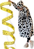Badrock Hoodie deken - Koeien hoodie blanket - Extra Lang 120cm - fleece deken met mouwen en capuchon – Oversized hoodie deken met mouwen – Draagbare deken - Fleece deken – Fleece TV deken – Plaid met mouwen – Warm & zacht – Fleece poncho - koe