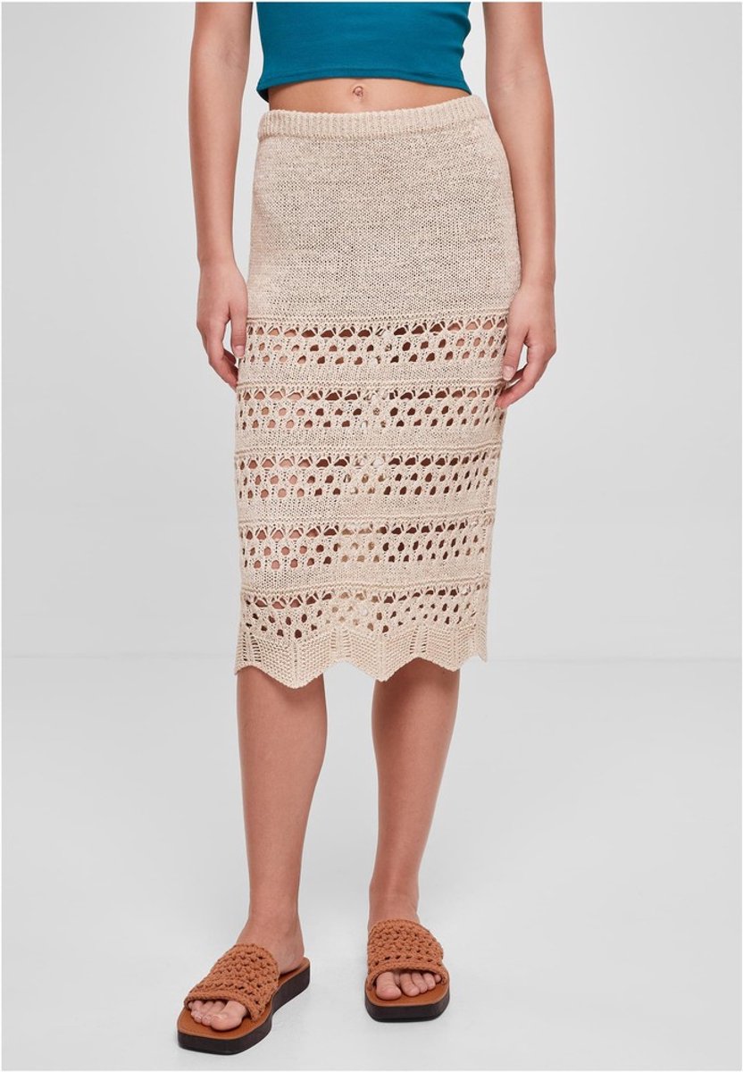 Urban Classics 3/4 Crochet Knit Rok M Beige