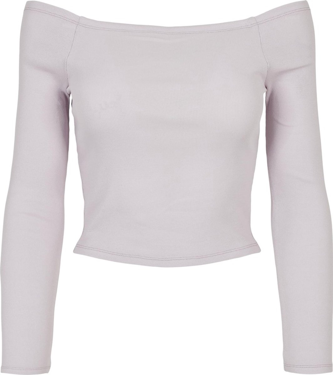 Urban Classics Off shoulder Rib Longsleeve top L Paars