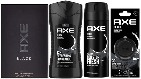AXE Black Pakket - Eau de Toilette 100 ml / Douchegel / Deo Spray / Auto Luchtverfrisser