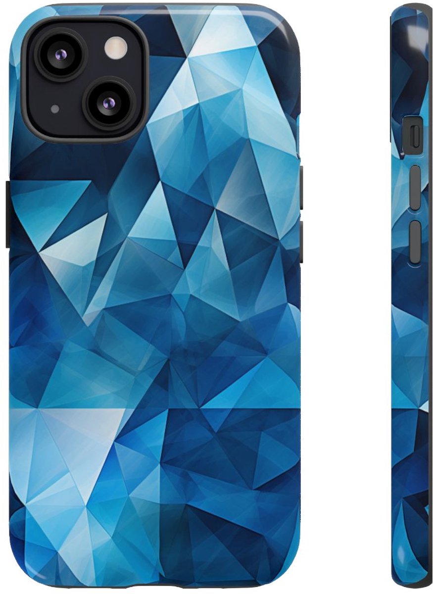 Blauw Geometrisch Driehoekenpatroon – Telefoonhoesje Geschikt voor iPhone 13