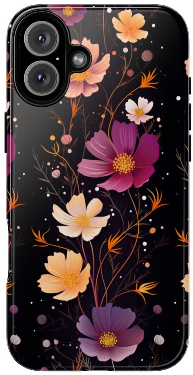 Elegant Bloemenpatroon met Cosmos – Telefoonhoesje Geschikt voor iPhone 16 Plus