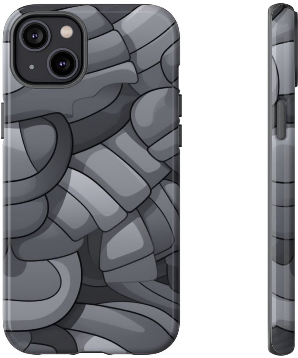 Grijs Abstract Buispatroon – Telefoonhoesje Geschikt voor iPhone 14 Plus