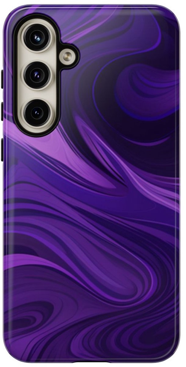 Paarse Abstracte Golfpatroon – Telefoonhoesje Geschikt voor Samsung Galaxy S24 Plus