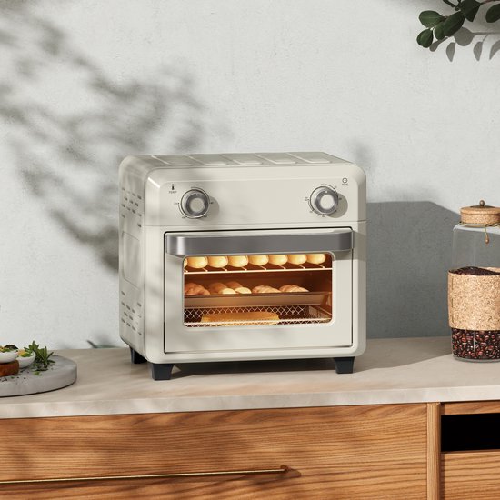 HOMCOM Mini Oven 32 L Met Bakplaten Elektrische Mini Oven Met Opvangschaal Metaal Rvs Glas Zilver 522 X 381 X 335 Cm