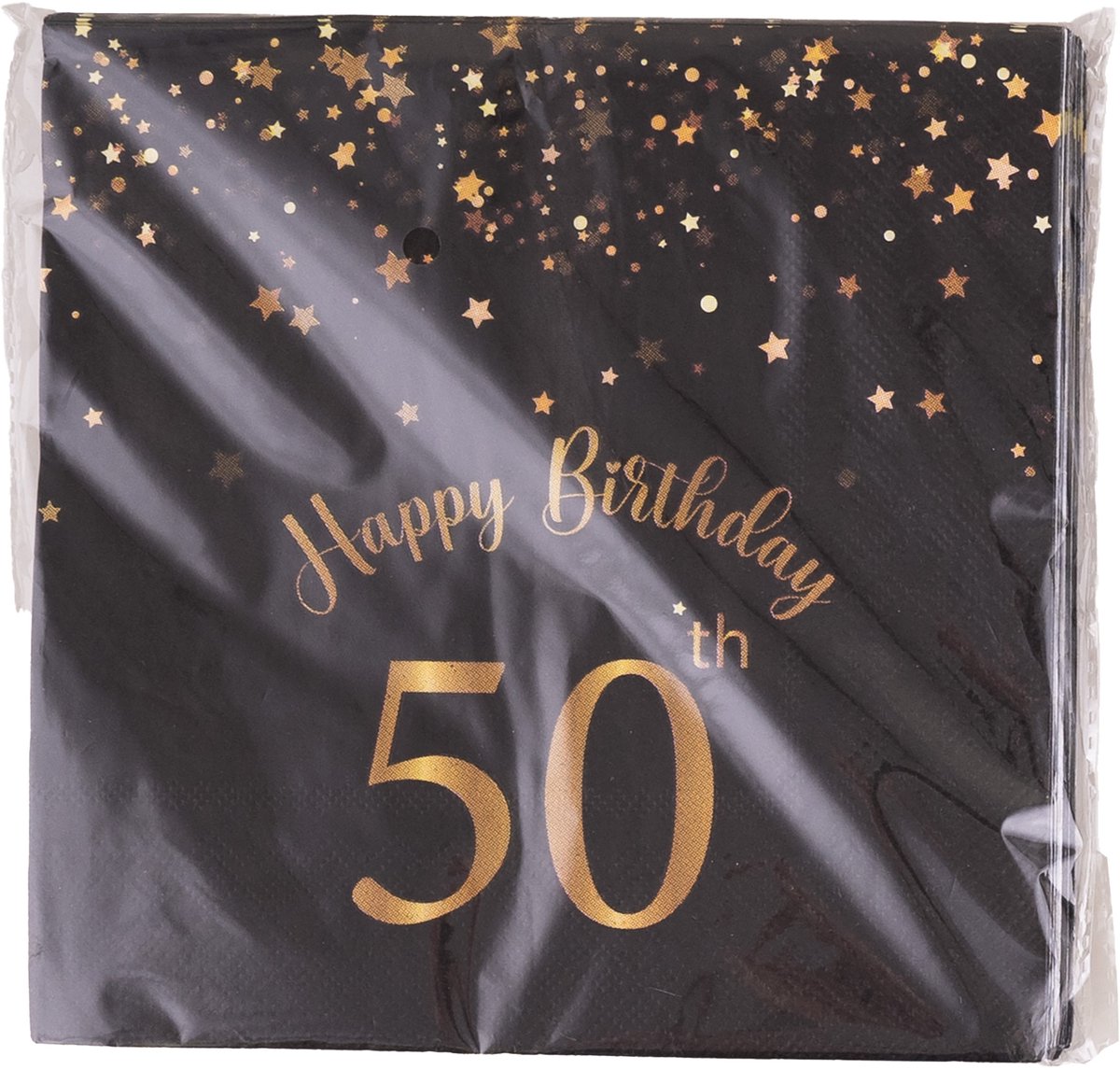 Funny fashion Verjaardag of Sarah feest servetten - leeftijd 50 jaar - 20x stuks - zwart/goud - 33 x 33 cm