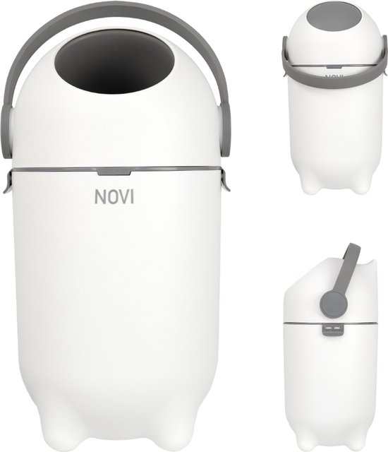 Novi at Home Nappy Smart Luieremmer - Wit/grijs - Te gebruiken met standaard vuilniszakken - 15L