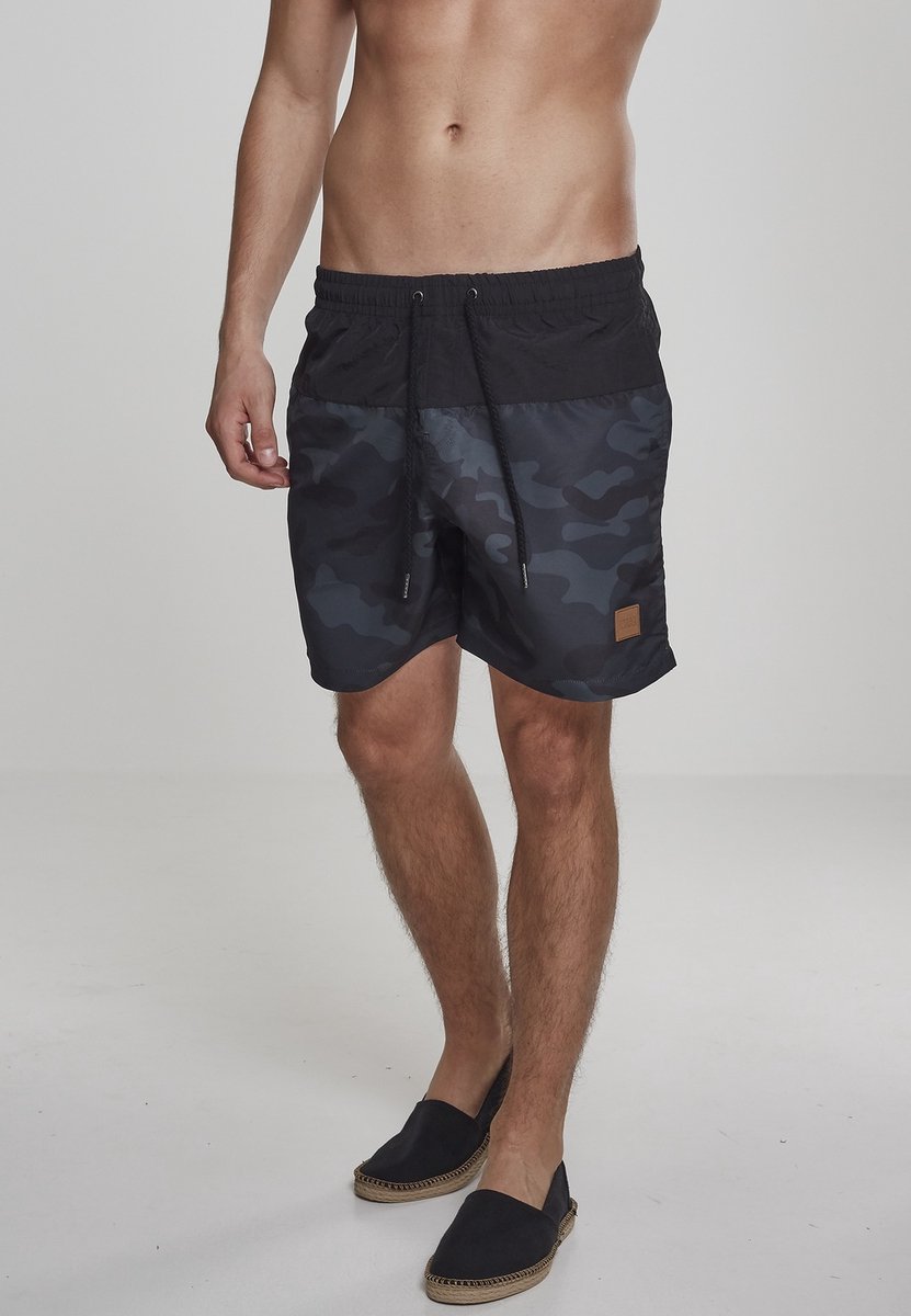 Urban Classics Block Swim Heren Zwembroek donkercamouflage/ XXL Zwart