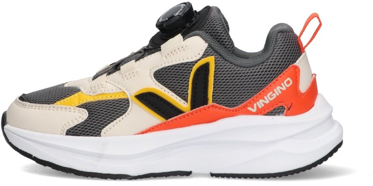 Vingino VIN825601-384 Jongens Lage Sneakers Grijs Leer Draaisluiting