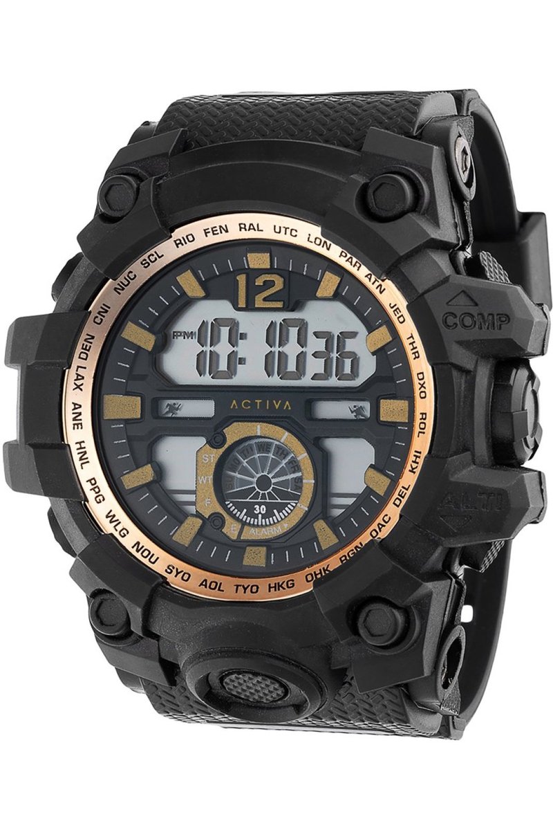 Activa x Invicta Digital ACW432-003 Heren Horloge - Waterdicht - Digtaal - Quartz Uurwerk - Plastic met zwarte Wijzerplaat - 52mm
