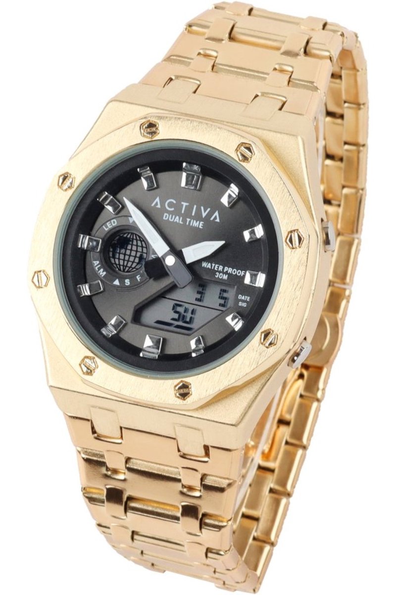 Activa x Invicta Digital ACWM303-002 Heren Horloge - Waterdicht - Digitaal - Quartz Uurwerk - met zwarte Wijzerplaat - 45mm
