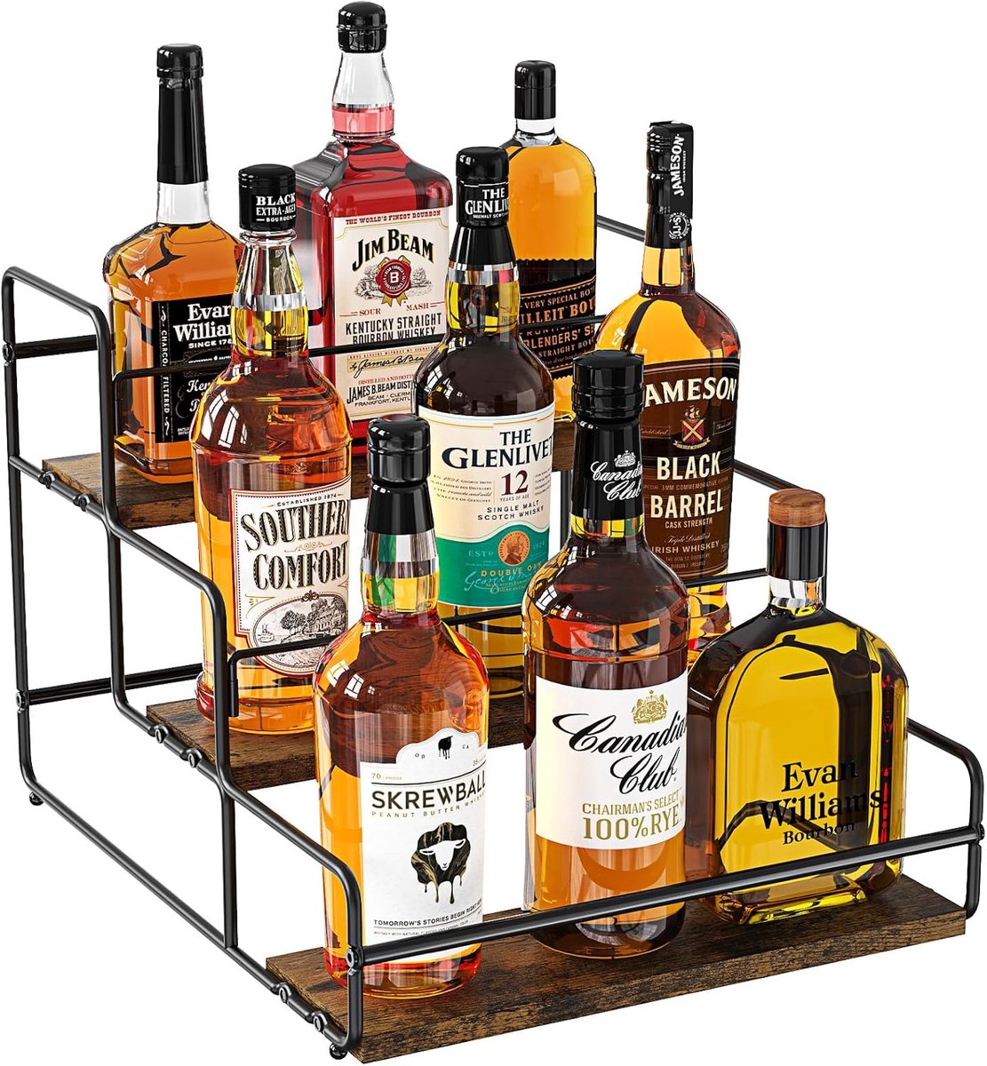 TJ.MOREE 3-laags drankfles display plank voor whisky en sterke drank